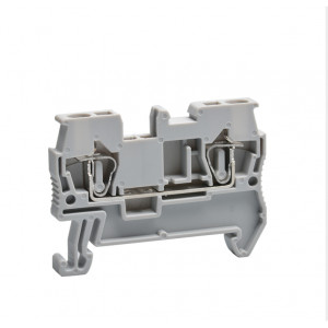 Проходная клемма (MINI) JUT3-2.5-GY, Проходная клемма, MINI, боковой подвод кабеля, 2 точки подключения, тип фиксации провода: пружинный, номинальное сечение: 2,5 мм кв., 24A, 800V, ширина: 5,2 мм, цвет: серый, тип монтажа: DIN35