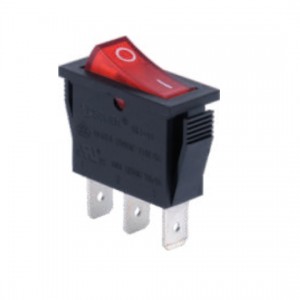RK1-11 1X1N B/R"0-", Выключатель клавишный ON-OFF с подсветкой цвет корпуса (черный) цвет кнопки (красный)