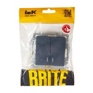 Выключатель 2-кл. СП BRITE ВС10-2-1-БрМ 10А с инд. маренго BR-V20-1-10-K35