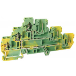 Заземляющая клемма UJ5-2.5WV/3X3JDE, Заземляющая клемма, тип фиксации провода: пружинный, номинальное сечение: 2,5 мм кв., ширина: 5 мм, цвет: желто-зеленый, тип монтажа: DIN35, стандарт GB/T14048.1,