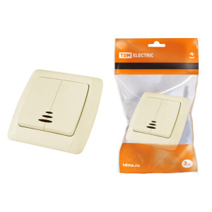 Выключатель 2 кл. с подсветкой 10А сл. кость "Онега" SQ1805-0034