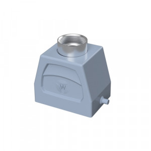 Крышка разъема BAS GOT GI 6 M20 A2, Крышка разъема на кабель, типоразмер 6B, без уплотнителя, 1 отверстие с резьбой для кабельных вводов M20x1,5, с резьбовым удлинителем, с верхним расположением, без защелки (упоры под одну защелку), материал корпуса: алюминиевый сплав