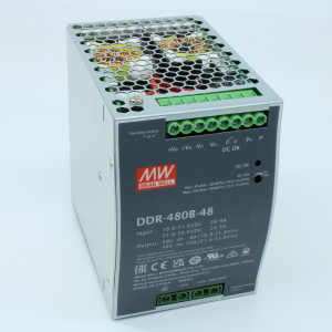 DDR-480B-48, DC-DC, 480Вт, вход 16.8…33.6 В DC, выход 48В/10А, рег.вых.48…56В, изоляция 4000В DC, в кожухе на DIN-рейку, 85.5х125.2х129.2мм, -40...+80°С