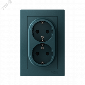 Розетка ATLASDESIGN двойная с заземлением со шторками 16А в сборе изумруд ATN000826