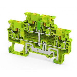 Заземляющая клемма CPDLG2.5(I.S), Заземляющая этажная клемма, 2 этажа, тип фиксации провода: Push-in, номинальное сечение: 2,5 мм кв., ширина: 5 мм, цвет: желто-зеленый, тип монтажа: DIN35