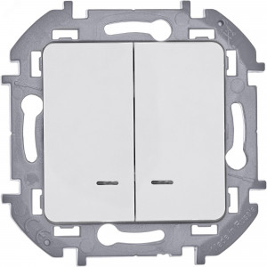 Выключатель 2-кл. Inspiria 10А IP20 250В 10AX с подсветкой/индикацией механизм бел. Leg 673630