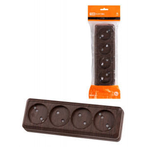 Розетка 4-х местная горизонтальная 2П открытой установки IP20 10A с з/ш бук "Ладога" SQ1801-0329