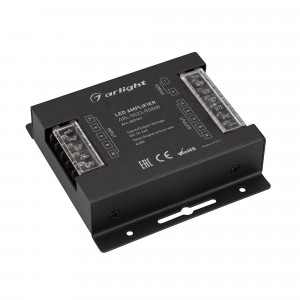 Усилитель ARL-5022-RGBW (12-24V, 4x8A, 384-768W) 027141, 4-х канальный RGBW усилитель для контроллеров (12-24VDC). Питание 12-24VDC. 4 канала, ток нагрузки 4x8A, мощность нагрузки 384-768W. Размер 94x92x26 мм.