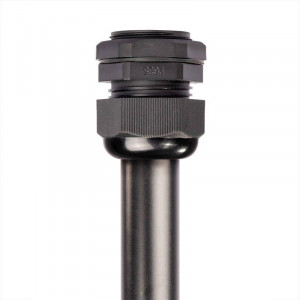 Ввод кабельный пластиковый PG 11 (5-10 мм) черн, Ввод кабельный герметичный пластиковый с трубной резьбой PG11, нейлон 6.6, прямой, черный, IP68, для кабелей и проводов диаметром от 5 до 10 мм в корпусах электрического оборудования