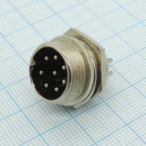 Разъем PH-8MP вилка на блок, разъем металлический, восемь контактов, 125V 3A, IP55(пыле- и брызгозащищенный)