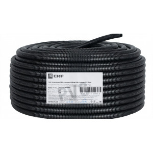 Труба гофрированная ПВХ d20мм с протяжкой черн. (уп.100м) Plast tg-z-20-100-black