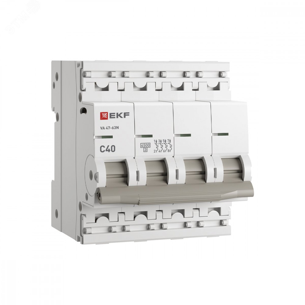 Изображение товара Автоматический выключатель ВА 47-63N 4P 40А PROXIMA EKF для электропроводки