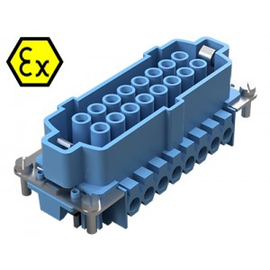 Розеточная контактная вставка EX BUS 16 2,5 09IA AU, Розеточная контактная вставка взрывозащищенного разъема REVOS Ex, Size 16, винтовая фиксация, с защитой провода, 16 полюсов + РЕ, 90 V, до 16 A, тип покрытия контактов: золото