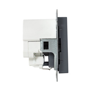 Механизм розетки с USB-C - 2шт, 16А, с заземлением, со шторками, графит Эпика EKF UP1-SOG-111-2USBC