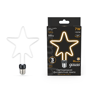 Лампа Filament Artline Star 7W 580lm 2700К Е27 milky LED 1/10/100 1006802104
