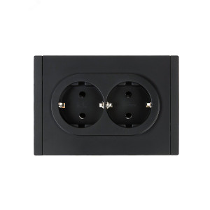 Розетка 2-м СП FORTE&PIANO FP124 16А с заземл. без защ. шторок безвинт. крепл. черн. IEK FP-R21-16-1-K02