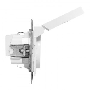 Механизм розетки, 16А, IP44, с заземлением, со шторками, c крышкой, белый Эпика EKF UP1-SOW-111-44