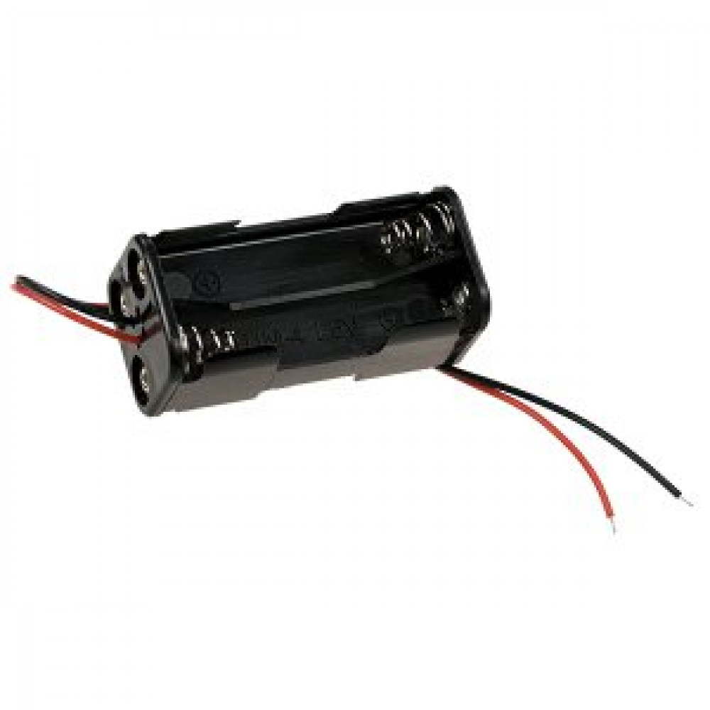 Изображение товара Держатель для 4 батареек ААА с проводом 150 мм черный