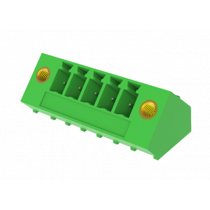 Вилочный разъем на плату MC-PA3.81H07-F-0001, Вилочный разъем, горизонтальный, на плату, шаг: 3.81 мм, 7 полюсов, фиксация на плате пайкой, исполнение: с монтажными фланцами, 160V, 8A, цвет: зеленый