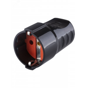 Кабельная розетка рифленая 2П+З 16А 250B черная SQ1806-0212