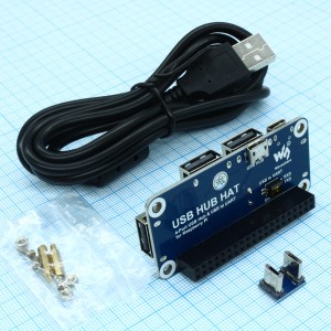 USB HUB HAT, 4-портовый USB-концентратор со встроенным USB-UART преобразователем для отладки RPi