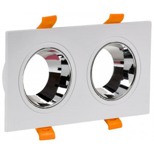 Светильник 4108 встр. поворотн. 2хGU10 белый/хром пласт. IEK (кр.1шт)