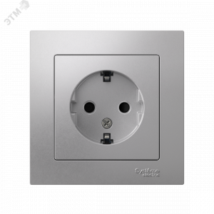 Розетка 1-м СП AtlasDesign 16А IP20 с заземл. защ. шторки в сборе алюм. SE ATN000344