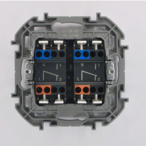 Переключатель модульный 2-кл. Inspiria с подсветкой10AX 250 В бел. Leg 673665