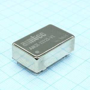 AM3T-1212S-VZ, DC/DC, 3Вт, вход 9…18В, выход 12В/0.25А, изоляция 1500В DC, КПД 79%, максимальная емкостная нагрузка не более 470мкФ, DIP24, 31.75x20.32x10.16мм, -40…85°C, металл