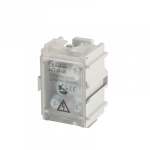 Проходная клемма JUT13-35-GY, Проходная клемма, тип фиксации провода: винтовой, номинальное сечение: 35 мм кв., 125A, 1000V, ширина: 15,2 мм, цвет: серый, тип монтажа: DIN35