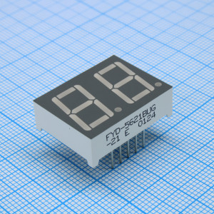 FYD-5621BUG-21, 2-х разрядный индикатор 14,2мм/желтый/570нм/20-60мКд/ОА