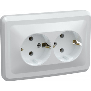 Розетка 2-м СП Вега РС12-3-ВБ с заземл. контактом без защ. шторок 16А бел. ERV21-K01-16-DM
