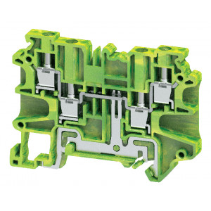 Заземляющая клемма CYG4/4, Заземляющая клемма, 4 точки подключения, тип фиксации провода: винтовой, номинальное сечение: 4 мм кв., ширина: 6 мм, цвет: желто-зеленый, тип монтажа: DIN35