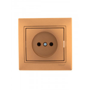Розетка 1-м СП Mira 16А IP20 без заземл. со вставкой керамика зол. метал. 701-1313-121