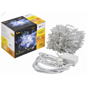 Гирлянда "Нить" 20м 200LED RGB IP44 провод прозр. 230В с контроллером 8 режимов LGDU111-3-200-20-T-S-44