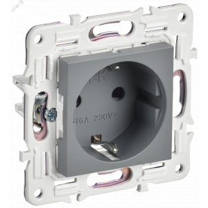 SKANDY Розетка с заземлением с защитными шторками 16А безвинтовое крепление SK-R06Gr серый IEK SK-R14-16-1-K03
