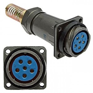 FQ24-6ZPK-12 (БЛ.КАБ.РОЗ.), Блочная розетка, 6 контактов, с патрубком и пружинным хвостовиком под кабель 12мм