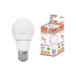 Лампа светодиодная НЛ-LED-A55-7 Вт-230 В-3000 К-Е27, (55x98 мм), Народная SQ0340-1505