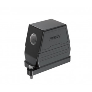 Крышка разъема HPR10B-SO-2B-M20, Крышка разъема на кабель, типоразмер 10B, без уплотнителя, 1 отверстие с резьбой для кабельных вводов M20x1,5, с боковым расположением, винтовая фиксация разъемного соединения, материал корпуса: алюминиевый сплав