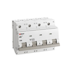 Выключатель автоматический модульный 4п C 80А 10кА ВА 47-100 PROxima EKF mcb47100-4-80C-pro