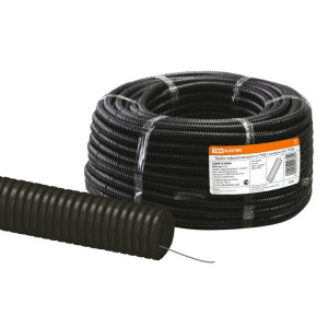 Труба гофрированная ПНД d 50 с зондом (25 м) легкая черная SQ0413-0006