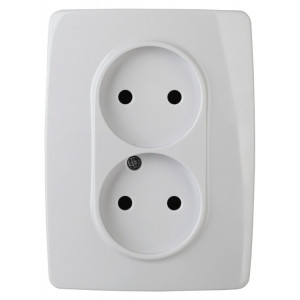 12-2117-01 Розетка 2X2P, 16A-250В, IP20, винт, 2, белый (10/100/2000) Б0031248