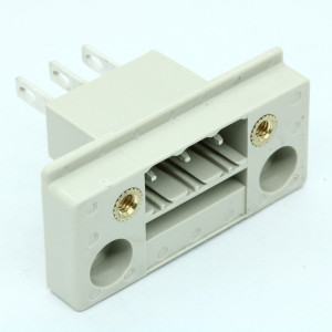 Вилочный разъем в панель 8213 S/3 DFLS M, Вилочный разъем, горизонтальный, в панель, шаг: 5.08 мм, 3 полюса, фиксация на плате пайкой, исполнение: с маркировкой, 400V, 6,5А, цвет: серый