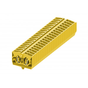 Проходная клемма (MINI) 254315, Проходная клемма, MINI, верхний подвод кабеля, 2 точки подключения, тип фиксации провода: пружинный, номинальное сечение: 2,5 мм кв., 24A, 800V, ширина: 6 мм, цвет: желтый, тип монтажа: якорная защелка в панель