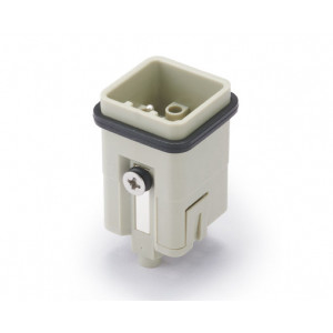 Вилочная контактная вставка HQ-012/0-MC, Вилочная контактная вставка, обжимная фиксация, 12 полюсов + PE, типоразмер 3A, 400V, 10A, (обжимные контакты поставляются отдельно)