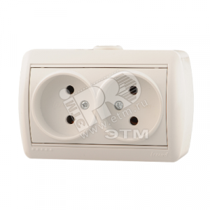Розетка 2-м ОП Nata 16А IP20 без заземл. керамика бел. 710-0200-128