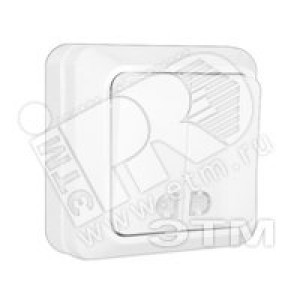 Олимп Выключатель двухклавишный с подсветкой белый наружный О0123