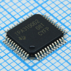TPA3100D2PHPR, УНЧ 2-х канальный стерео 21.8Вт класс D 48-Pin HTQFP EP лента на катушке