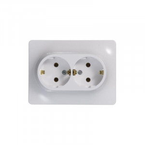 Розетка 2-м СП Glossa 16А IP20 с заземл. в сборе бел. SE GSL000124