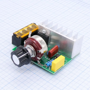 Регулятор мощности 220В 8А (без корпуса), Входное напряжение: 220 В; Максимальная мощность: 4000 Вт; Регулируемое напряжение: 220 В; Сила тока: до 8 А (рабочий режим); Эффективность: более 90%;